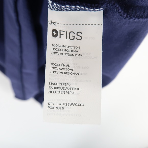 Figs Pro Scrub Polo Shirt Mens XS Blue Short Sleeve Pima Cotton Pique - Picture 7 of 8